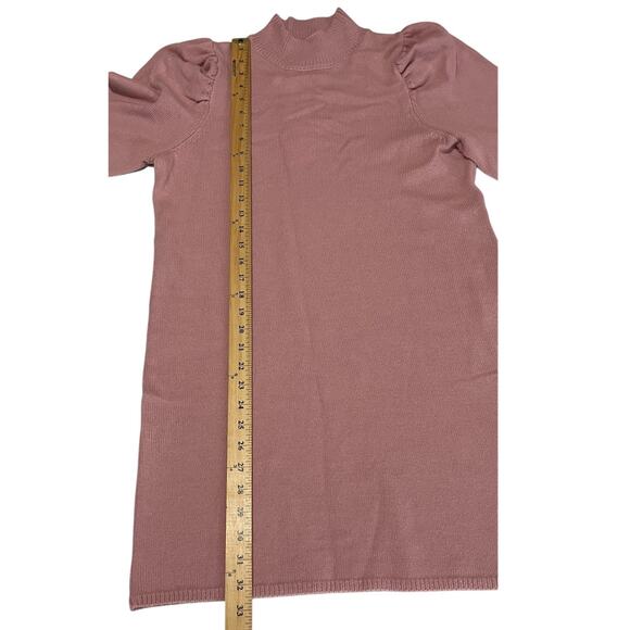 Wayf Lola Puff Sleeves Mock Neck Knit‎ Sweater Dress Size Small Blush Pink New - Picture 5 of 11